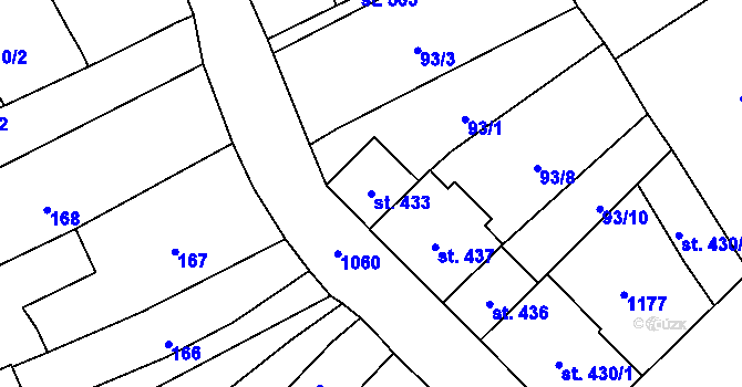 Parcela st. 433 v KÚ Police nad Metují, Katastrální mapa