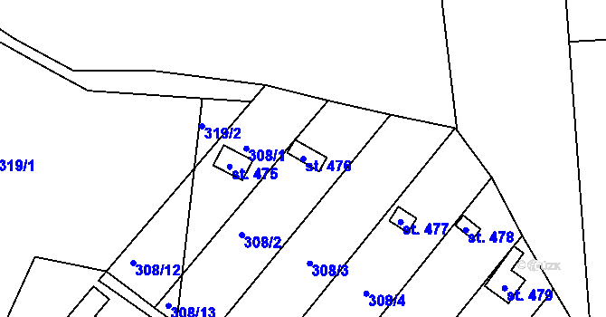 Parcela st. 476 v KÚ Police nad Metují, Katastrální mapa
