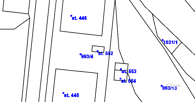 Parcela st. 552 v KÚ Police nad Metují, Katastrální mapa
