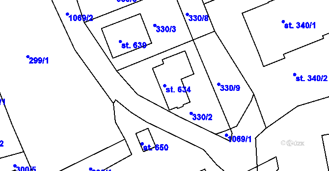Parcela st. 634 v KÚ Police nad Metují, Katastrální mapa