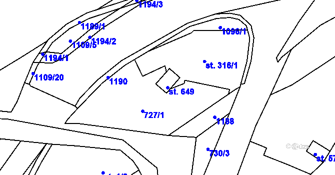 Parcela st. 649 v KÚ Police nad Metují, Katastrální mapa