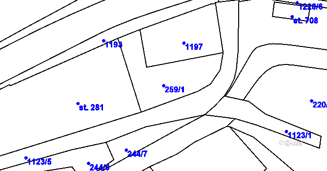 Parcela st. 259/1 v KÚ Police nad Metují, Katastrální mapa