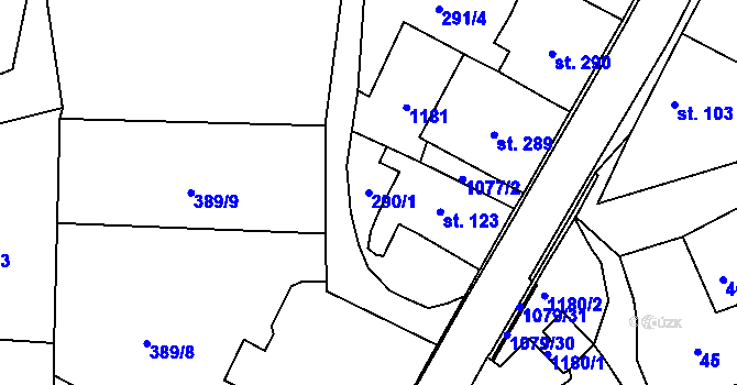 Parcela st. 290/1 v KÚ Police nad Metují, Katastrální mapa