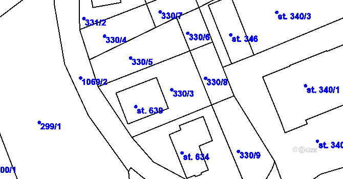 Parcela st. 330/3 v KÚ Police nad Metují, Katastrální mapa
