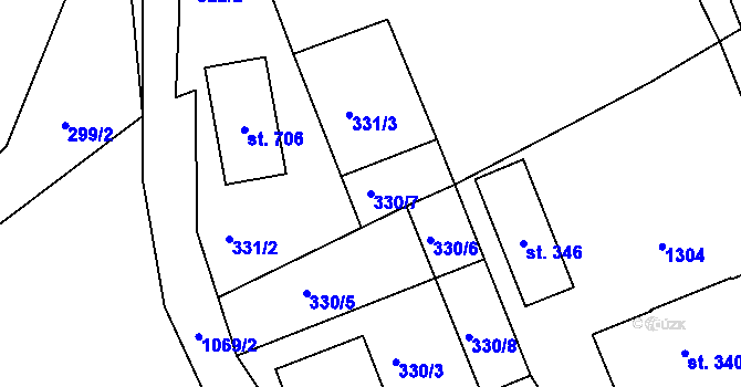 Parcela st. 330/7 v KÚ Police nad Metují, Katastrální mapa