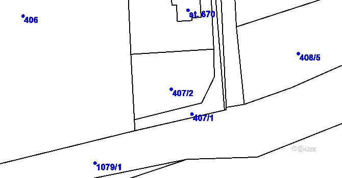 Parcela st. 407/2 v KÚ Police nad Metují, Katastrální mapa