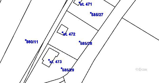 Parcela st. 585/28 v KÚ Police nad Metují, Katastrální mapa