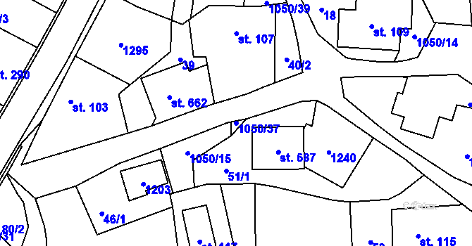 Parcela st. 1050/37 v KÚ Police nad Metují, Katastrální mapa