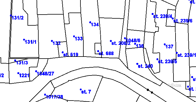 Parcela st. 688 v KÚ Police nad Metují, Katastrální mapa