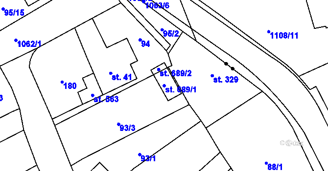 Parcela st. 689/1 v KÚ Police nad Metují, Katastrální mapa