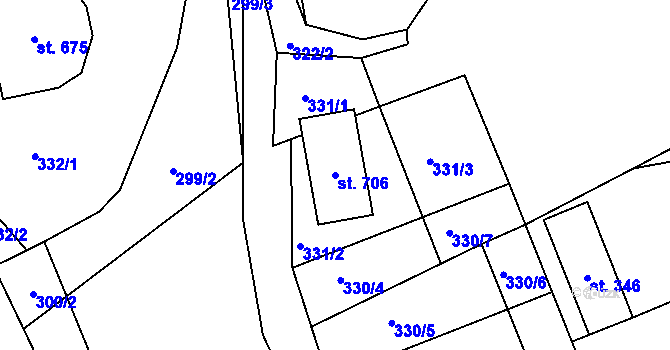 Parcela st. 706 v KÚ Police nad Metují, Katastrální mapa