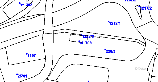 Parcela st. 708 v KÚ Police nad Metují, Katastrální mapa