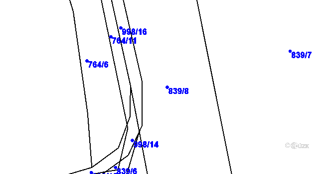 Parcela st. 839/8 v KÚ Radešov nad Metují, Katastrální mapa