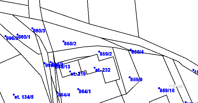 Parcela st. 859/2 v KÚ Radešov nad Metují, Katastrální mapa