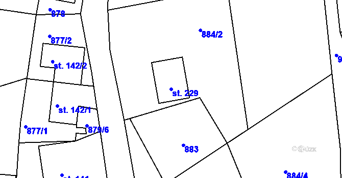 Parcela st. 229 v KÚ Radešov nad Metují, Katastrální mapa