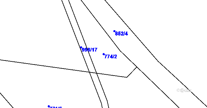 Parcela st. 774/2 v KÚ Radešov nad Metují, Katastrální mapa