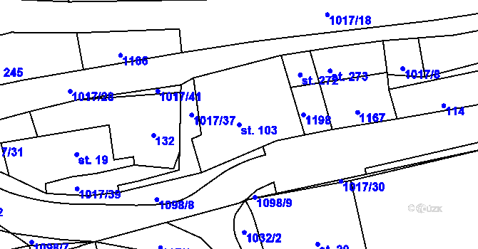 Parcela st. 103 v KÚ Velká Ledhuje, Katastrální mapa
