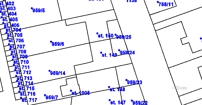 Parcela st. 149 v KÚ Velká Ledhuje, Katastrální mapa