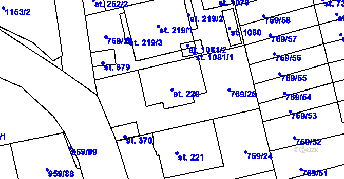Parcela st. 220 v KÚ Velká Ledhuje, Katastrální mapa