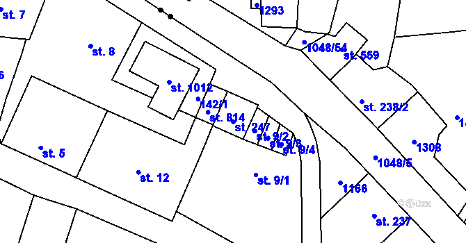 Parcela st. 247 v KÚ Velká Ledhuje, Katastrální mapa