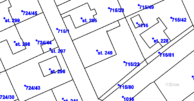 Parcela st. 249 v KÚ Velká Ledhuje, Katastrální mapa