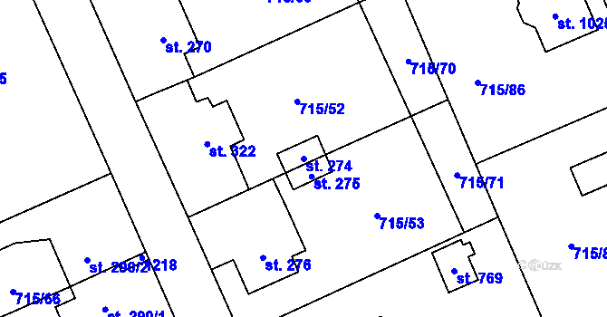 Parcela st. 274 v KÚ Velká Ledhuje, Katastrální mapa