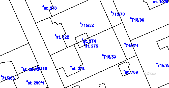 Parcela st. 275 v KÚ Velká Ledhuje, Katastrální mapa