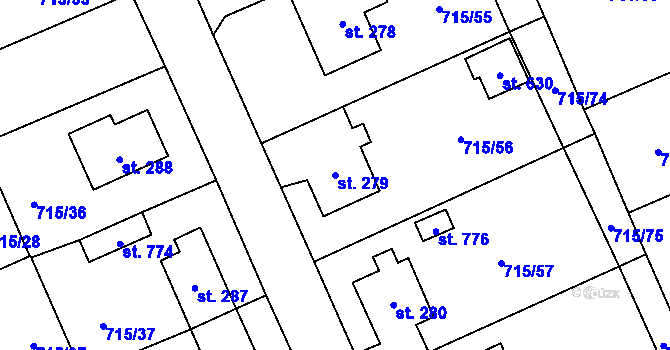 Parcela st. 279 v KÚ Velká Ledhuje, Katastrální mapa