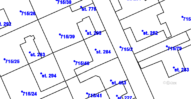 Parcela st. 284 v KÚ Velká Ledhuje, Katastrální mapa