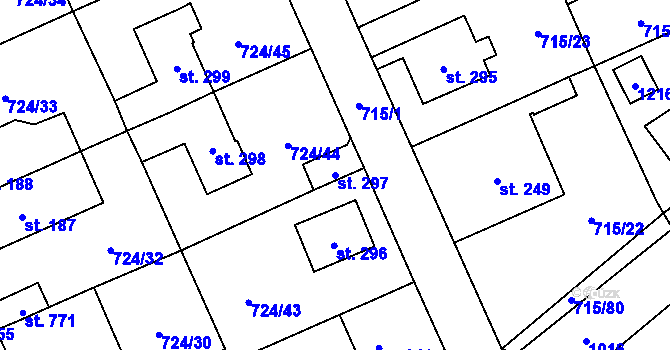 Parcela st. 297 v KÚ Velká Ledhuje, Katastrální mapa