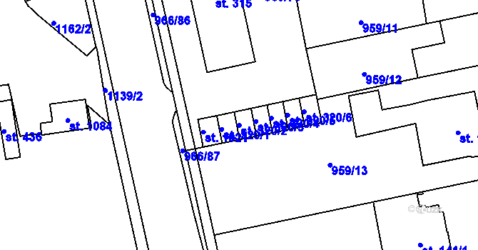 Parcela st. 320/2 v KÚ Velká Ledhuje, Katastrální mapa