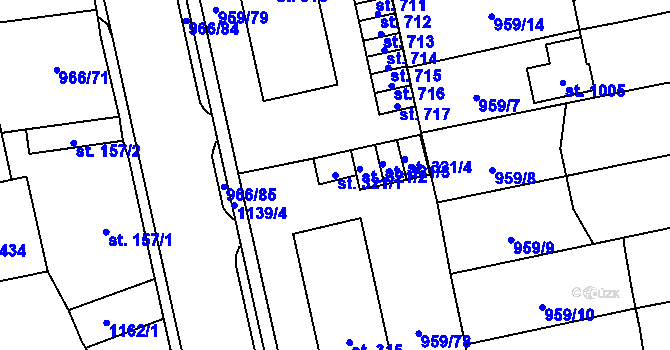 Parcela st. 321/1 v KÚ Velká Ledhuje, Katastrální mapa