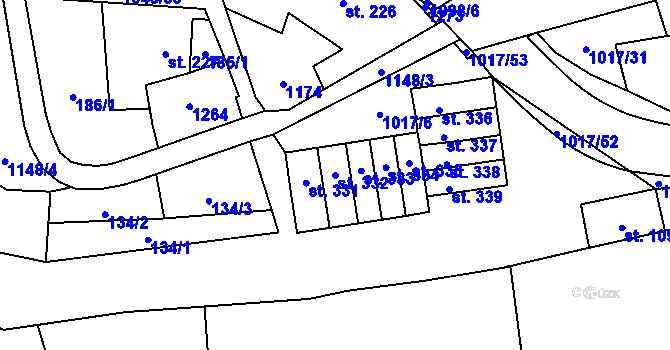 Parcela st. 332 v KÚ Velká Ledhuje, Katastrální mapa