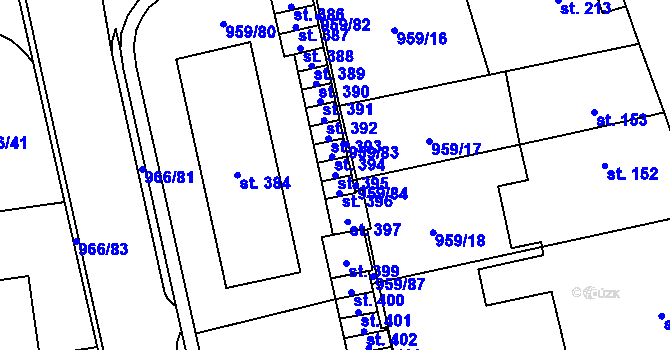Parcela st. 395 v KÚ Velká Ledhuje, Katastrální mapa