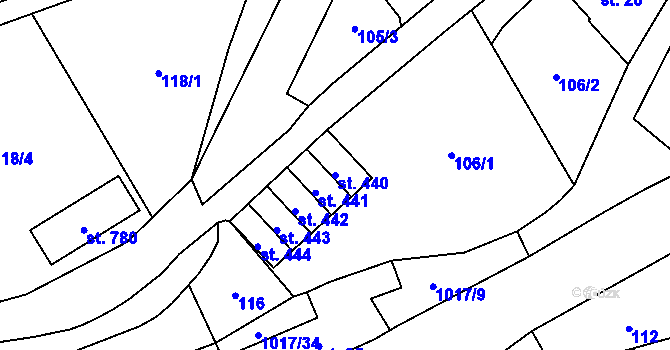 Parcela st. 440 v KÚ Velká Ledhuje, Katastrální mapa