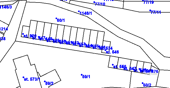 Parcela st. 455 v KÚ Velká Ledhuje, Katastrální mapa