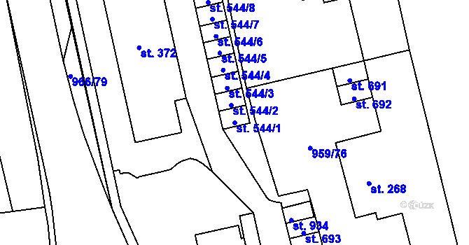 Parcela st. 544/1 v KÚ Velká Ledhuje, Katastrální mapa