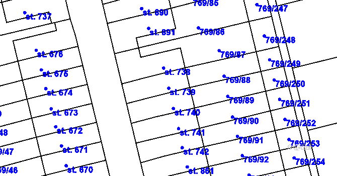 Parcela st. 739 v KÚ Velká Ledhuje, Katastrální mapa