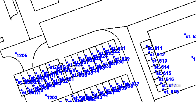 Parcela st. 823 v KÚ Velká Ledhuje, Katastrální mapa