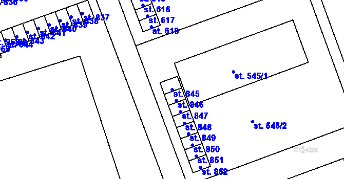 Parcela st. 845 v KÚ Velká Ledhuje, Katastrální mapa