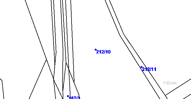Parcela st. 212/10 v KÚ Velká Ledhuje, Katastrální mapa