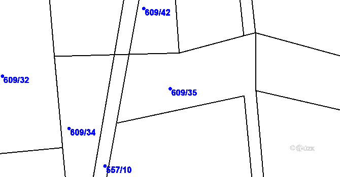 Parcela st. 609/35 v KÚ Velká Ledhuje, Katastrální mapa