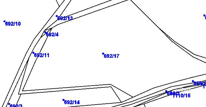 Parcela st. 692/17 v KÚ Velká Ledhuje, Katastrální mapa