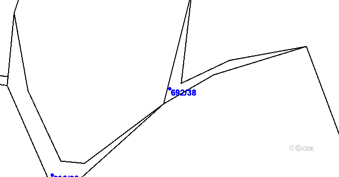Parcela st. 692/38 v KÚ Velká Ledhuje, Katastrální mapa