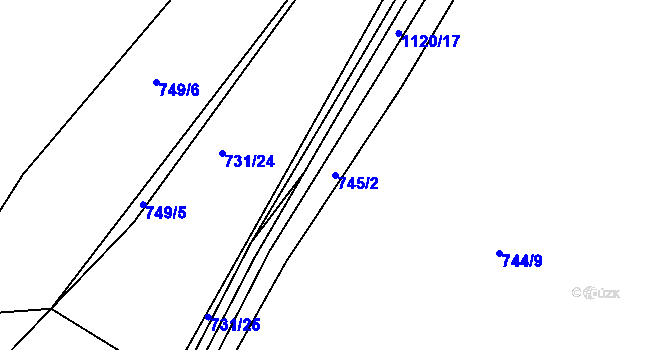 Parcela st. 745/2 v KÚ Velká Ledhuje, Katastrální mapa
