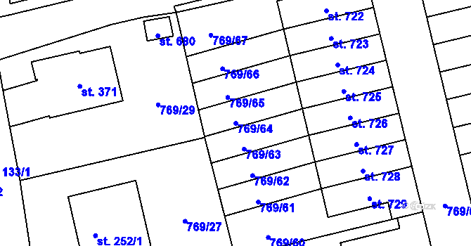 Parcela st. 769/64 v KÚ Velká Ledhuje, Katastrální mapa