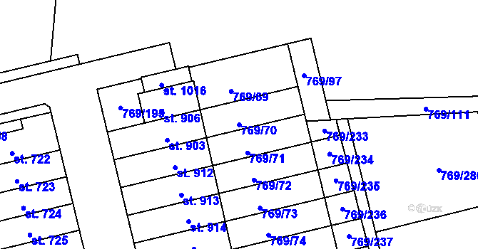 Parcela st. 769/70 v KÚ Velká Ledhuje, Katastrální mapa