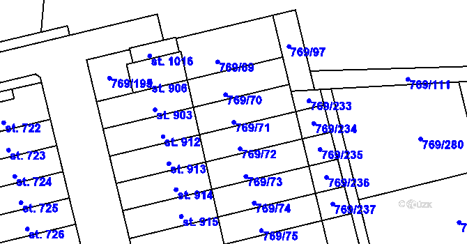Parcela st. 769/71 v KÚ Velká Ledhuje, Katastrální mapa