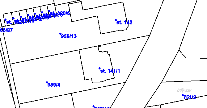 Parcela st. 141/3 v KÚ Velká Ledhuje, Katastrální mapa