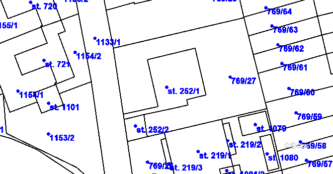 Parcela st. 252/1 v KÚ Velká Ledhuje, Katastrální mapa